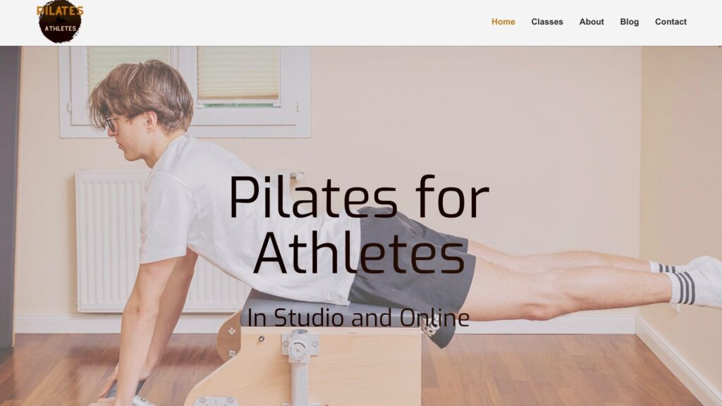 Screenshot of the website "Pilates for athletes"